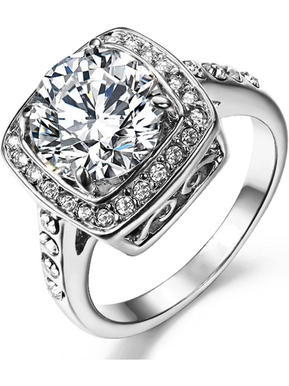 Yellow Shinning Cubic Zirconia Topaz Rings For Women 18K Rose Gold Plated